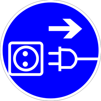 M13 отключить штепсельную вилку (пленка, 200х200 мм) - Знаки безопасности - Предписывающие знаки - . Магазин Znakstend.ru