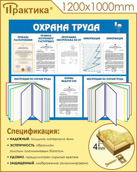 С96 Стенд охрана труда (с двумя перекидными системами) (1250х1000 мм, пластик ПВХ 3 мм, алюминиевый багет золотого цвета) - Стенды - Стенды по охране труда - . Магазин Znakstend.ru