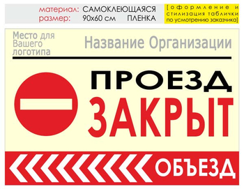 Информационный щит "объезд слева" (пленка, 90х60 см) t12 - Охрана труда на строительных площадках - Информационные щиты - . Магазин Znakstend.ru